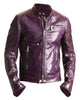Glowrexs Men’s Motorcycle Casual Wear Faux Leather Purple Jacket