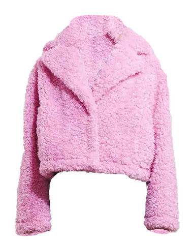 Glowrexs Wednesday 2022 Enid Sinclair Pink Shearling Jacket