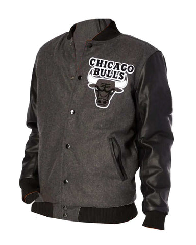 Glowrexs Bulls Black & Grey Varsity Jacket