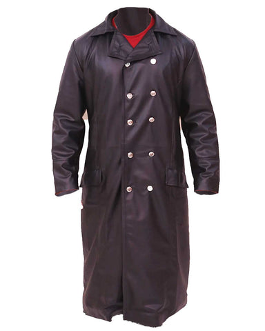 Glowrexs German Military Coat Men's Army Real Leather Trench Coat