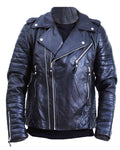 Glowrexs Mens Biker Quilted Lambskin Black Leather Jacket