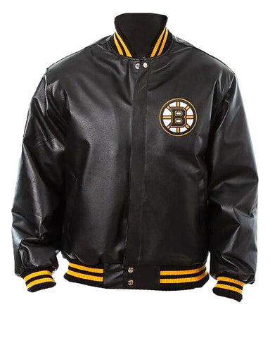 Glowrexs Boston Bruins Black Bomber Leather Jacket