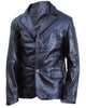 Glowrexs Men's 2 Button Black Leather Coat