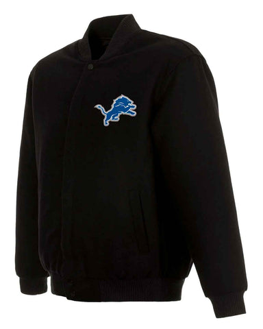 Glowrexs Detroit Lions Bomber Black Wool Jacket