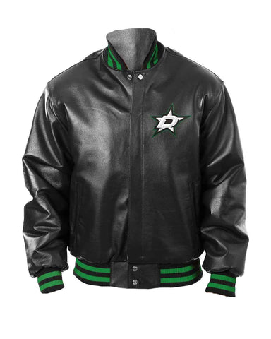 Glowrexs Dallas Stars Bomber Black Leather Jacket