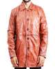 Glowrexs Men's 5 Button Brown Leather Coat
