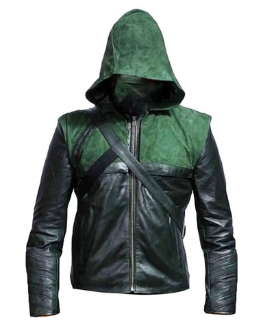 Glowrexs Arrow Stephen Amell Green Hooded Jacket with Quiver