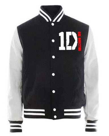 Glowrexs 1D One Direction Black and White Bomber Jacket