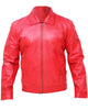 Glowrexs Men's Vintage Distressed Red Leather Jacket