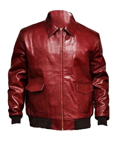 Glowrexs Drake Maroon Bomber Maroon Leather Jacket