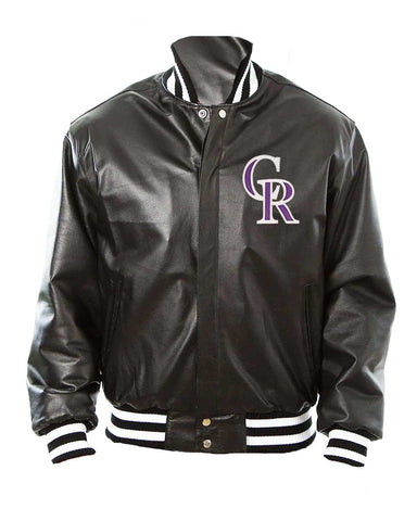 Glowrexs Colorado Rockies Bomber Black Leather Jacket