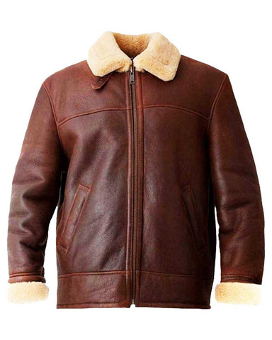 Glowrexs Mens Aviator Brown Leather Jacket