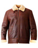 Glowrexs Mens Aviator Brown Leather Jacket