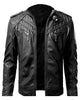 Glowrexs Men's Stylish Slim Fit Biker Genuine Leather Black Quilted Jacket