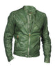 Glowrexs Men’s Casual Green Leather Motorcycle Jacket