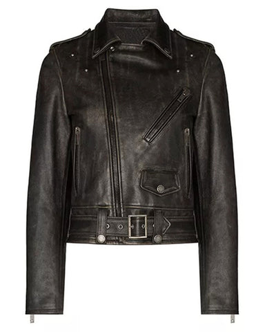Glowrexs Distressed Brown Leather Jacket Womens