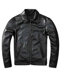 Glowrexs Men Biker Black Leather Jacket