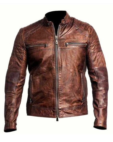 Glowrexs Men’s Vintage Cafe Racer Jacket