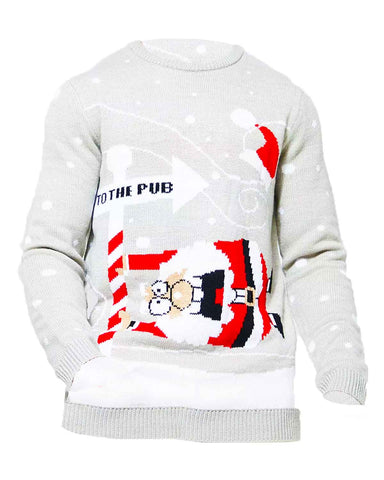 Glowrexs To the Pub Knitted Christmas Jumper
