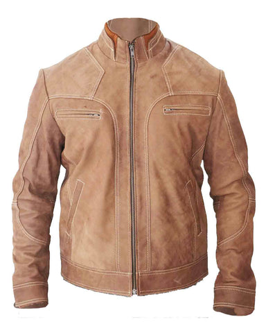 Glowrexs J9 Distressed Double collar Real Leather Jacket