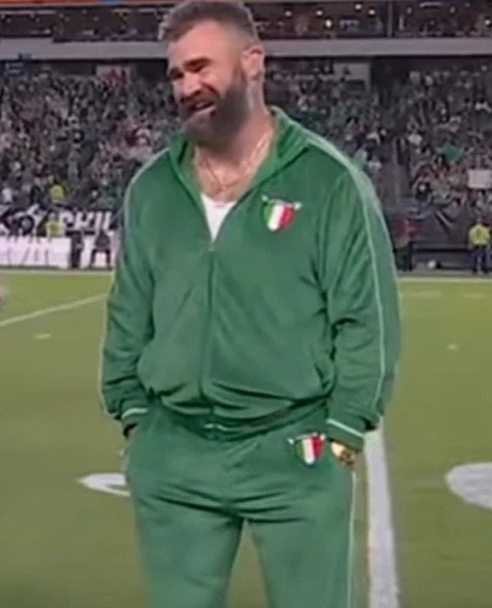 Jason Kelce Italia Green velour tracksuit