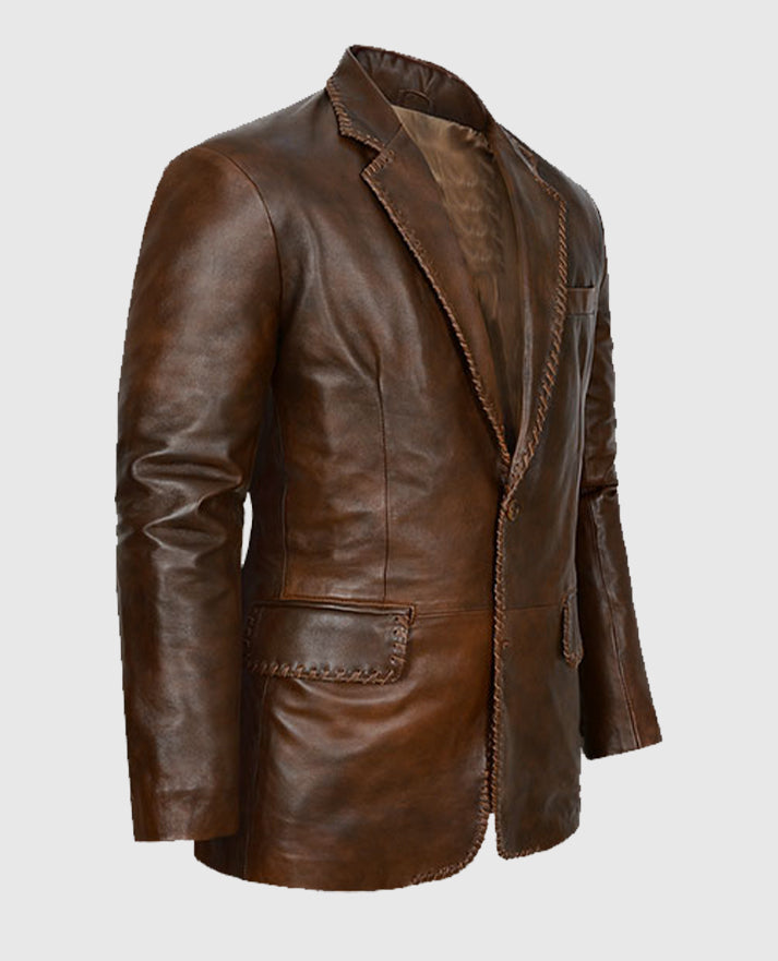 Men's Spanish Medieval Brown Leather Blazer