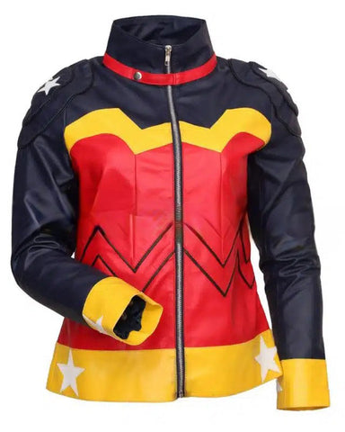 Glowrexs Comics Women Wonder Leather Jacket