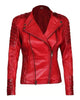Glowrexs Womens Quilted Merlot Red Leather Biker Jacket