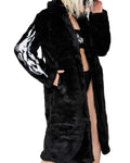 Glowrexs Fallen Angel Fur Black Halloween Trench Coat