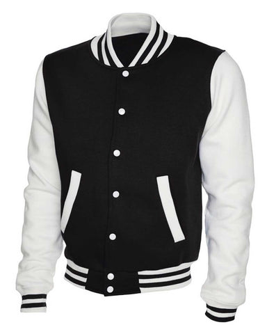Glowrexs Men's Letterman Black and White Varsity Jacket