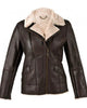 Glowrexs Womens Sheepskin Brown Leather Shearling Jacket