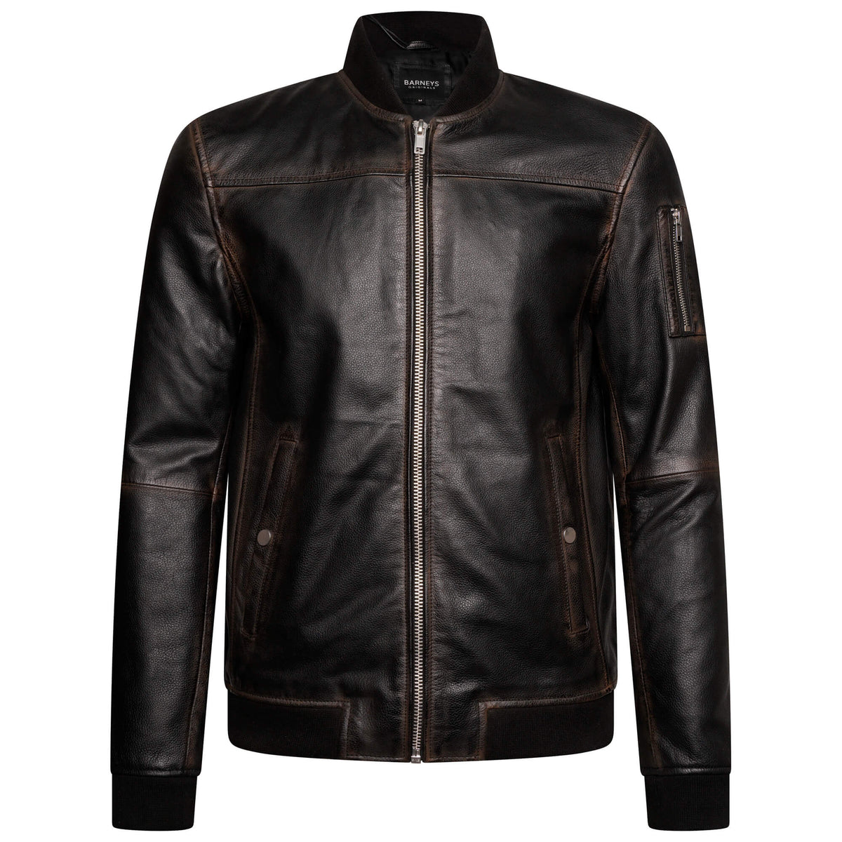 Glexo Men’s Washed Real Leather Bomber Jacket