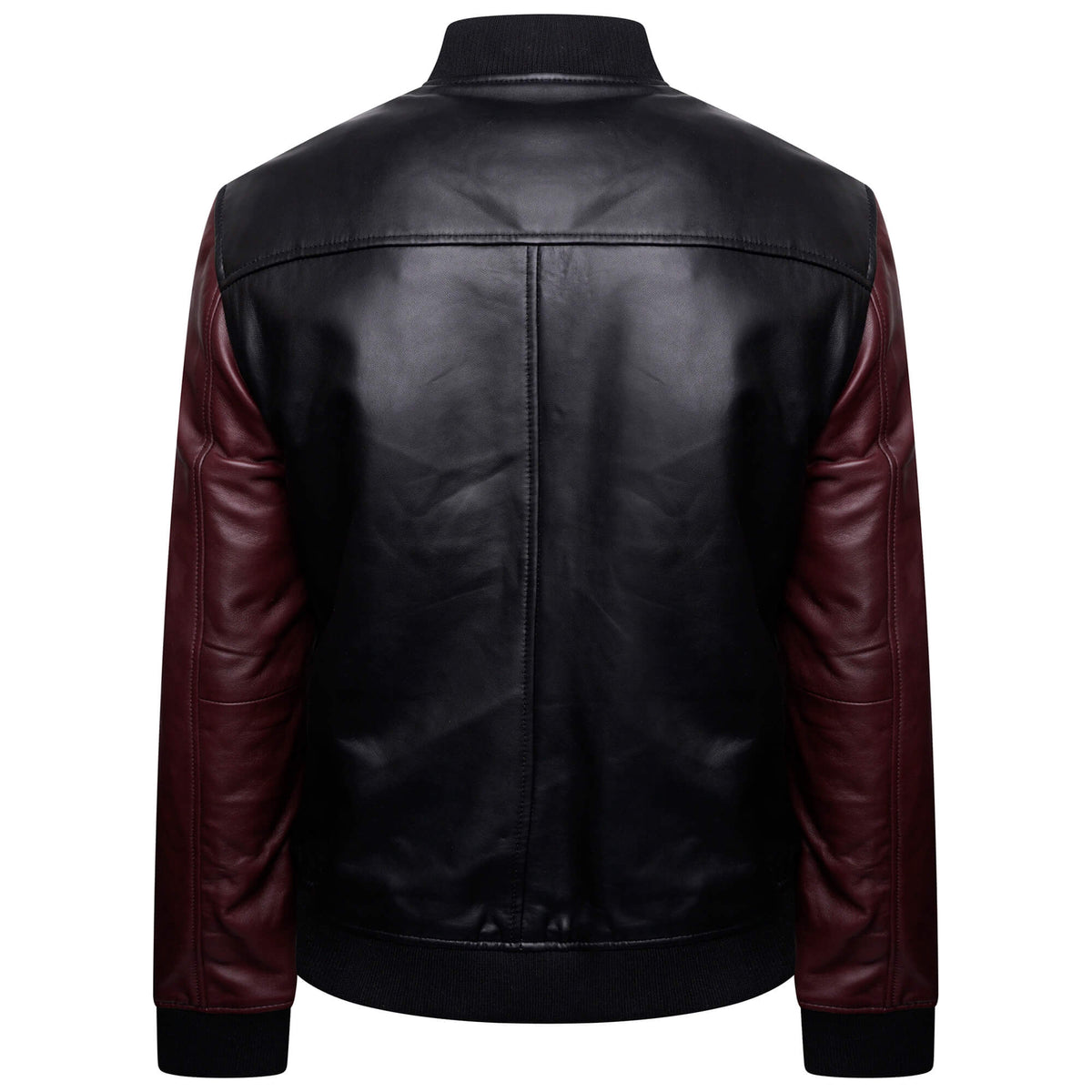 Black and Maroon Men’s Real Leather Varsity Jacket