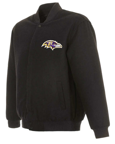 Glowrexs Baltimore Ravens Bomber Black Wool Jacket