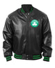 Glowrexs Boston Celtics Bomber Black Leather Jacket