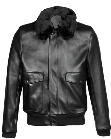 Glowrexs Men's A2 Black Aviator Bomber Leather Jacket