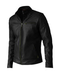 Mens Black Genuine Leather Biker Jacket