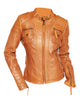 Glowrexs Women’s Buckle Collar Biker Quilted Leather Jacket