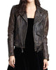 Glowrexs Women Moto Biker Distressed Vintage Brown Leather jacket