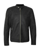 Mens Black Classic Faux Leather Biker Jacket