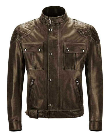 Glowrexs Biker Brooklands Diamond Quilted Leather Jacket