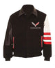 Glowrexs Embroidered Corvette Black Varsity Wool & Leather Jacket