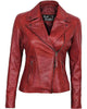 Glowrexs Women's Maroon Genuine Leather Jacket