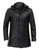 Glowrexs Devine Men's Black Leather Jacket with Hood