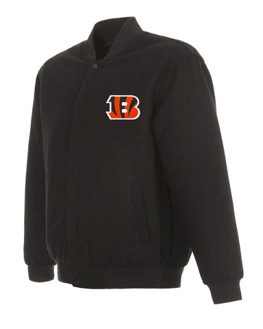 Glowrexs Cincinnati Bengals Bomber Black Wool Jacket