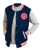 Glowrexs Captain America Grey and Blue Bomber Jacket