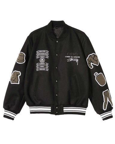 Glowrexs Asap Rocky Stussy Black Letterman Jacket