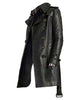 Glowrexs Black Women’s Mid-Length Double Breasted Leather Coat