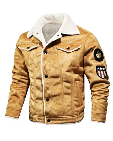 Glowrexs Men Aviator Bomber Leather Jacket