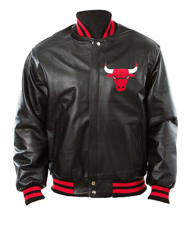Glowrexs Chicago Bulls Letterman Black Leather Jacket